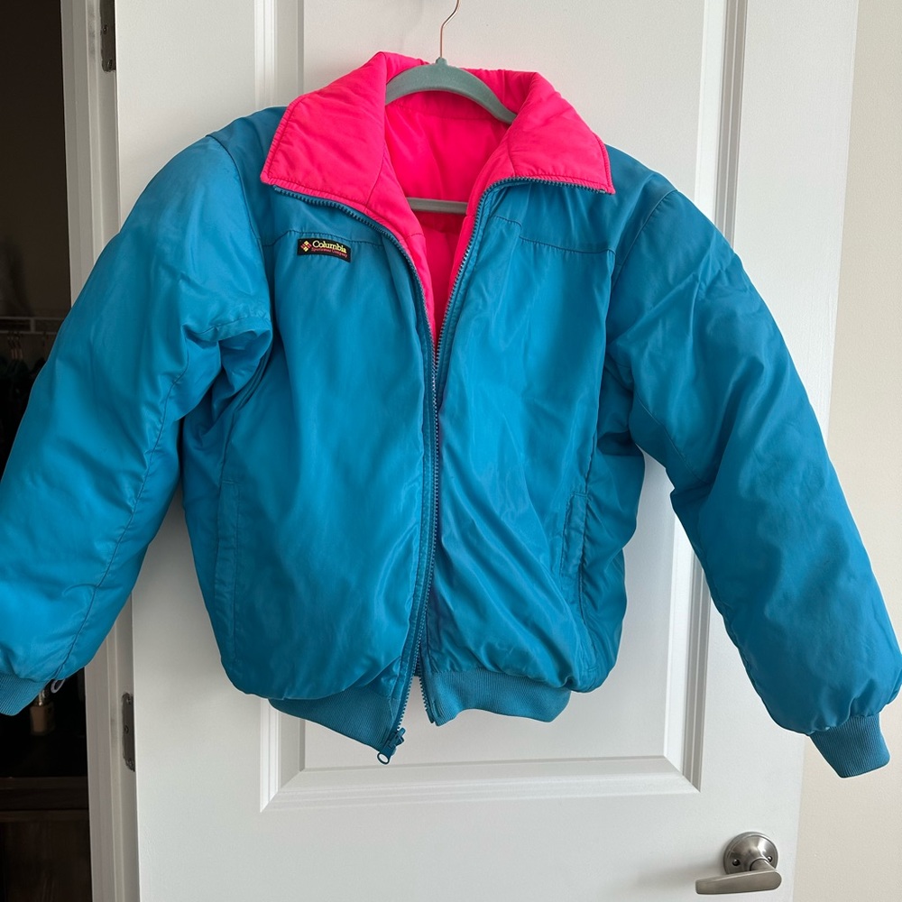 Retro Columbia Blue & Pink Reversible Ski Jacket